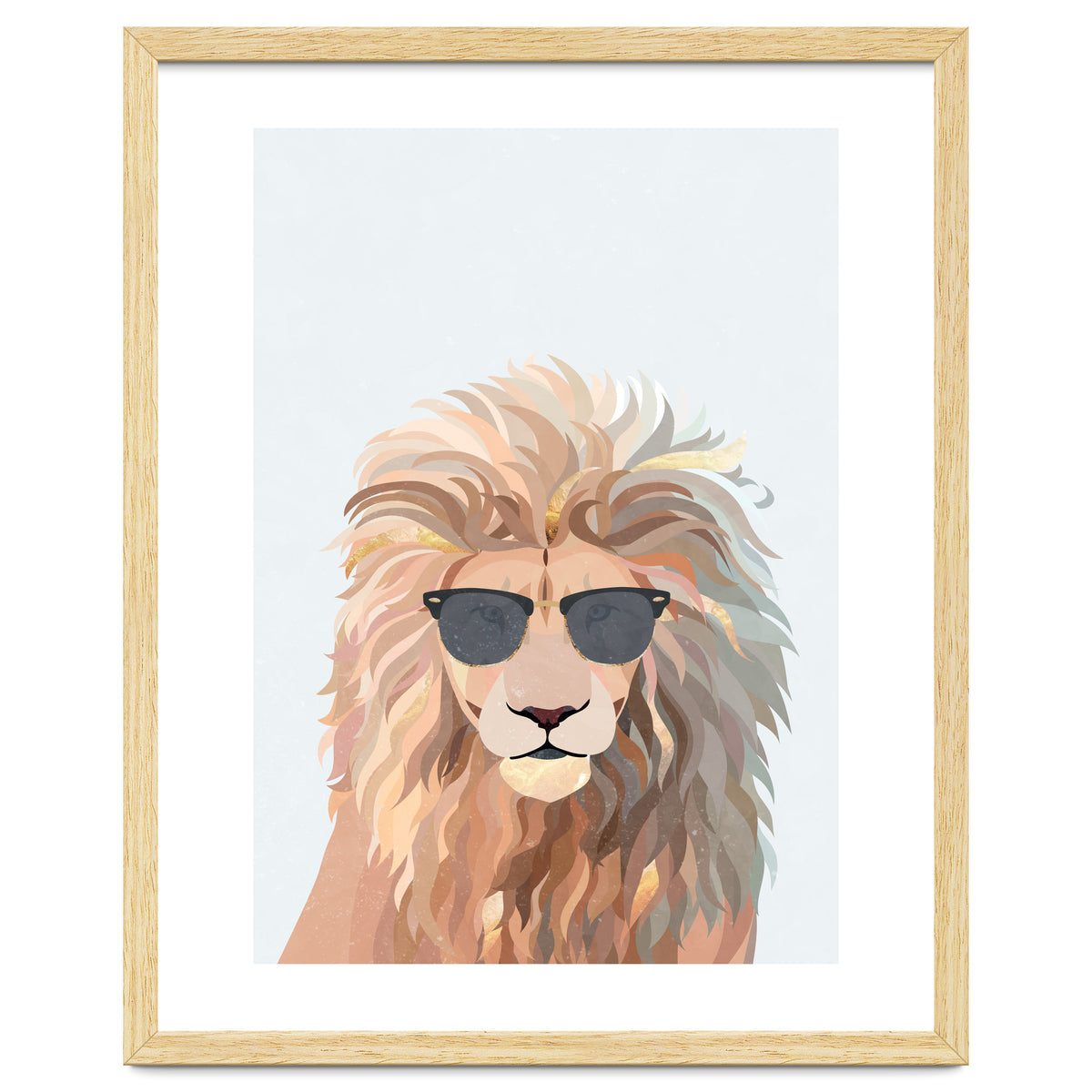 Lion Portrait earing sunglasses