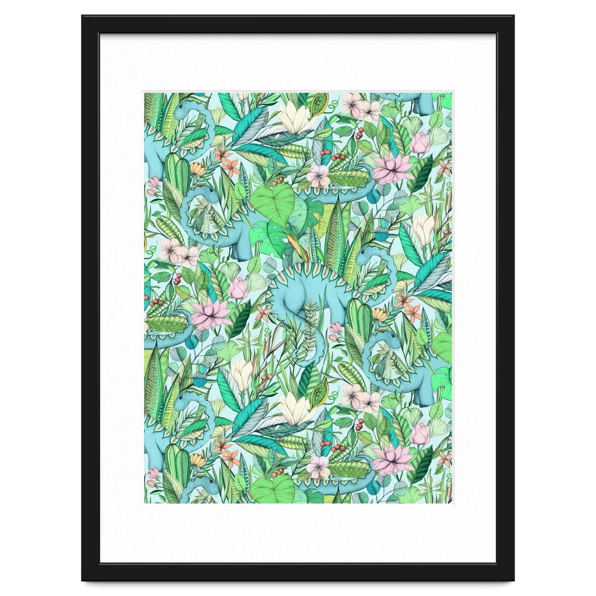 Improbable Botanical with Dinosaurs - soft pastels