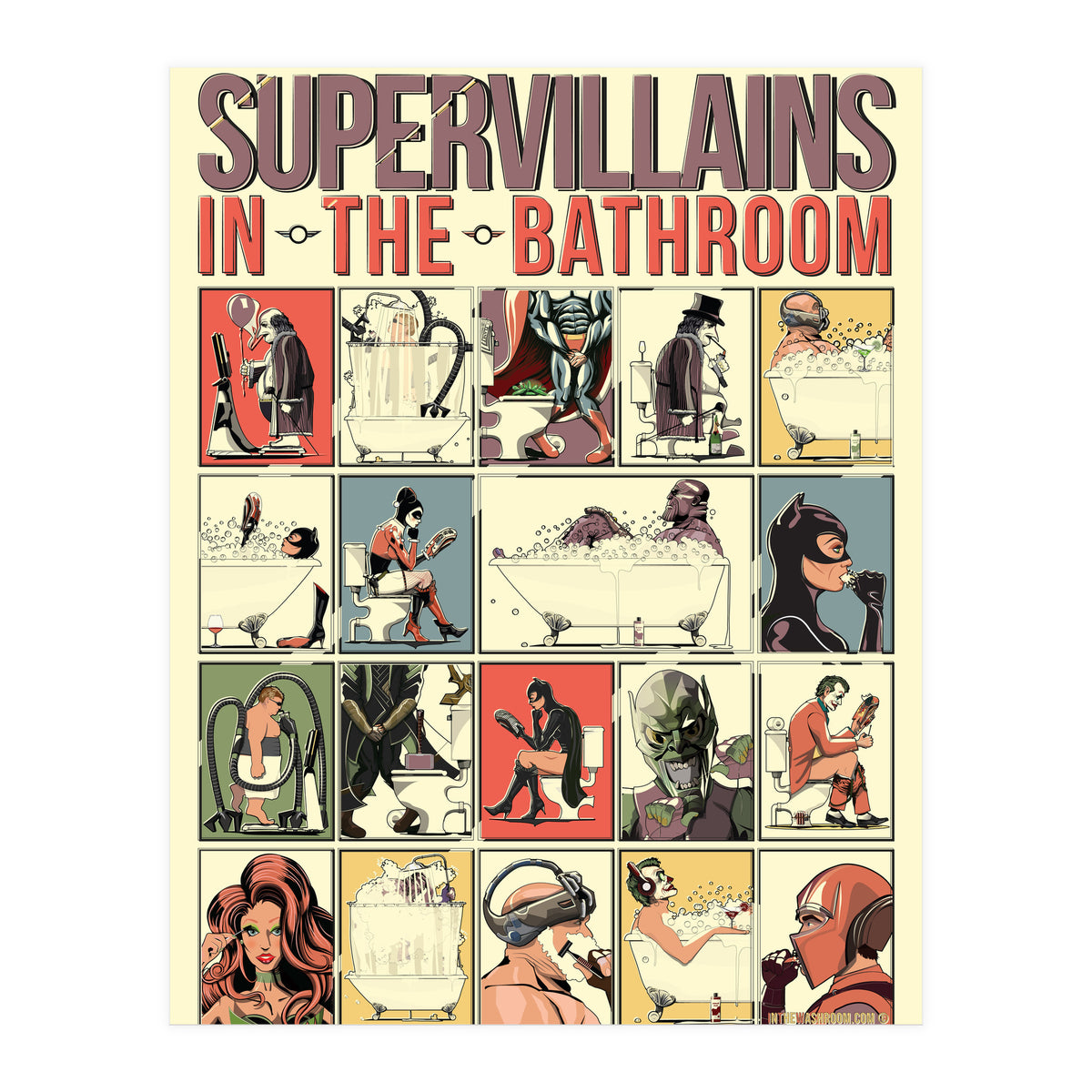 Supervillains in the Bathroom, funny Bathroom Humour (Print Only)