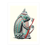 Chameleon Brushing Teeth, Funny Bathroom Humour (Print Only) thumbnail
