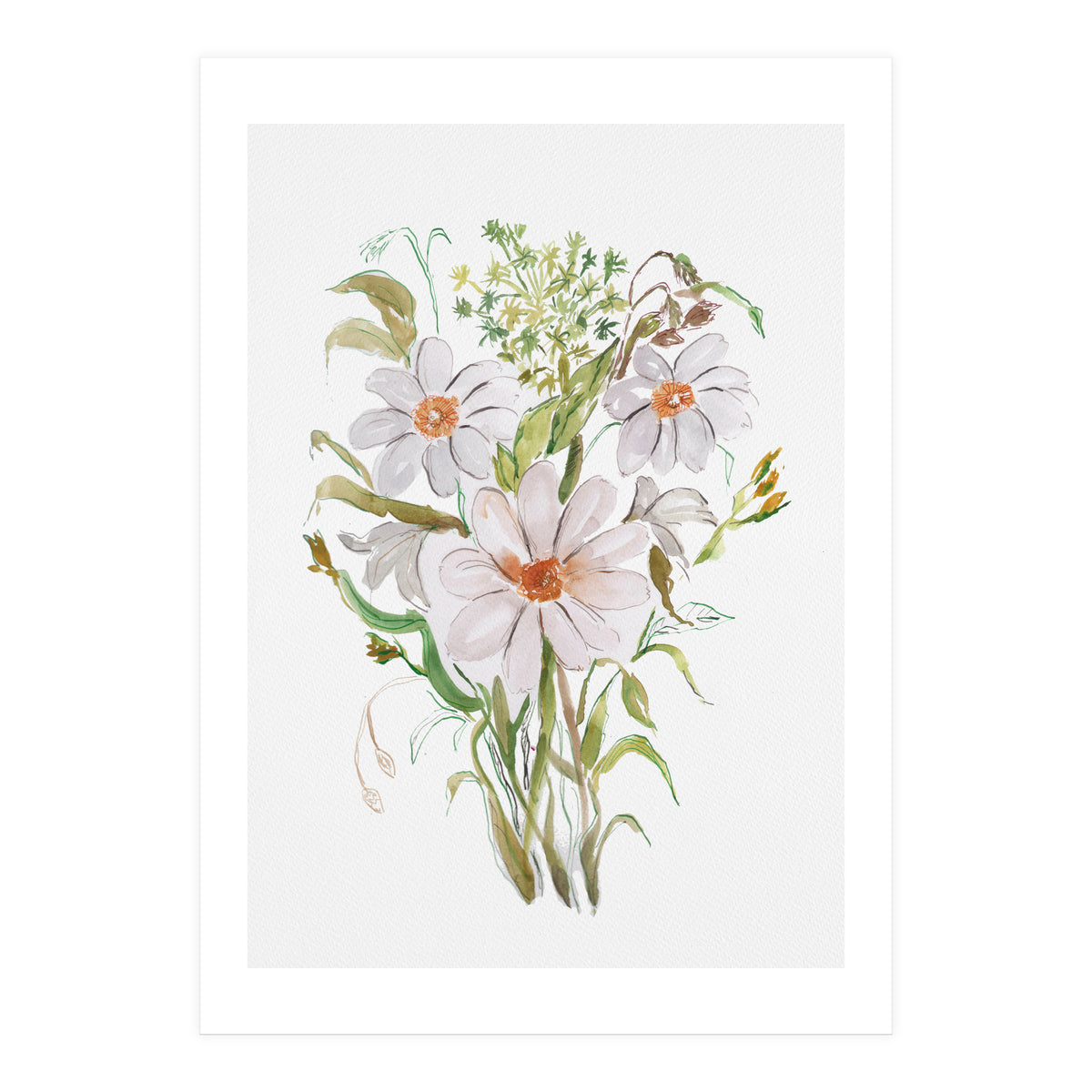 Watercolor White Florals (Print Only)