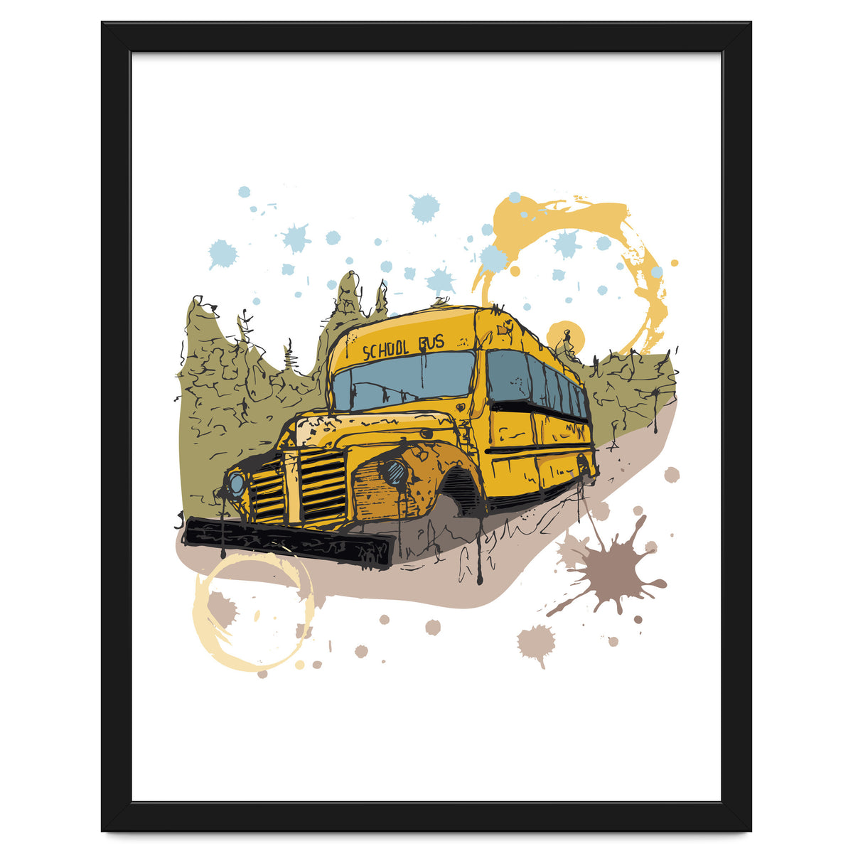 Abandoned school bus sketch