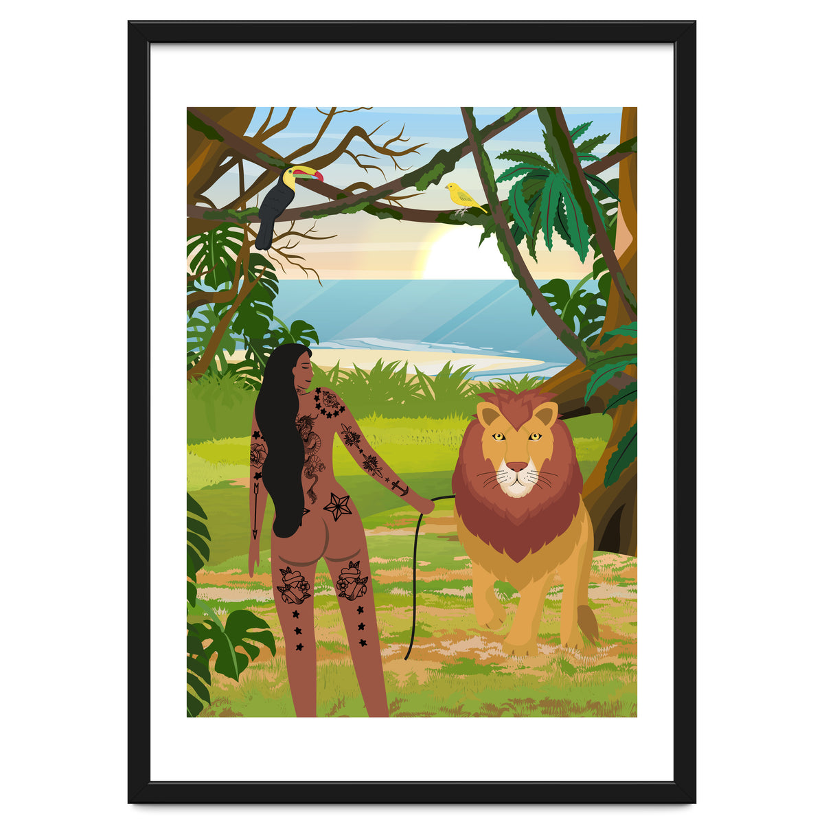 Boho Girl with Lion