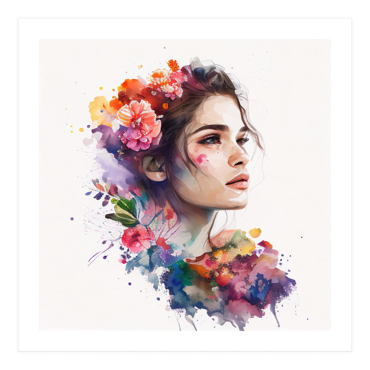 Watercolor Tropical Woman #19 (Print Only)