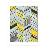 Colorful Concrete Chevron Pattern - Yellow, Blue, Grey (Print Only) thumbnail