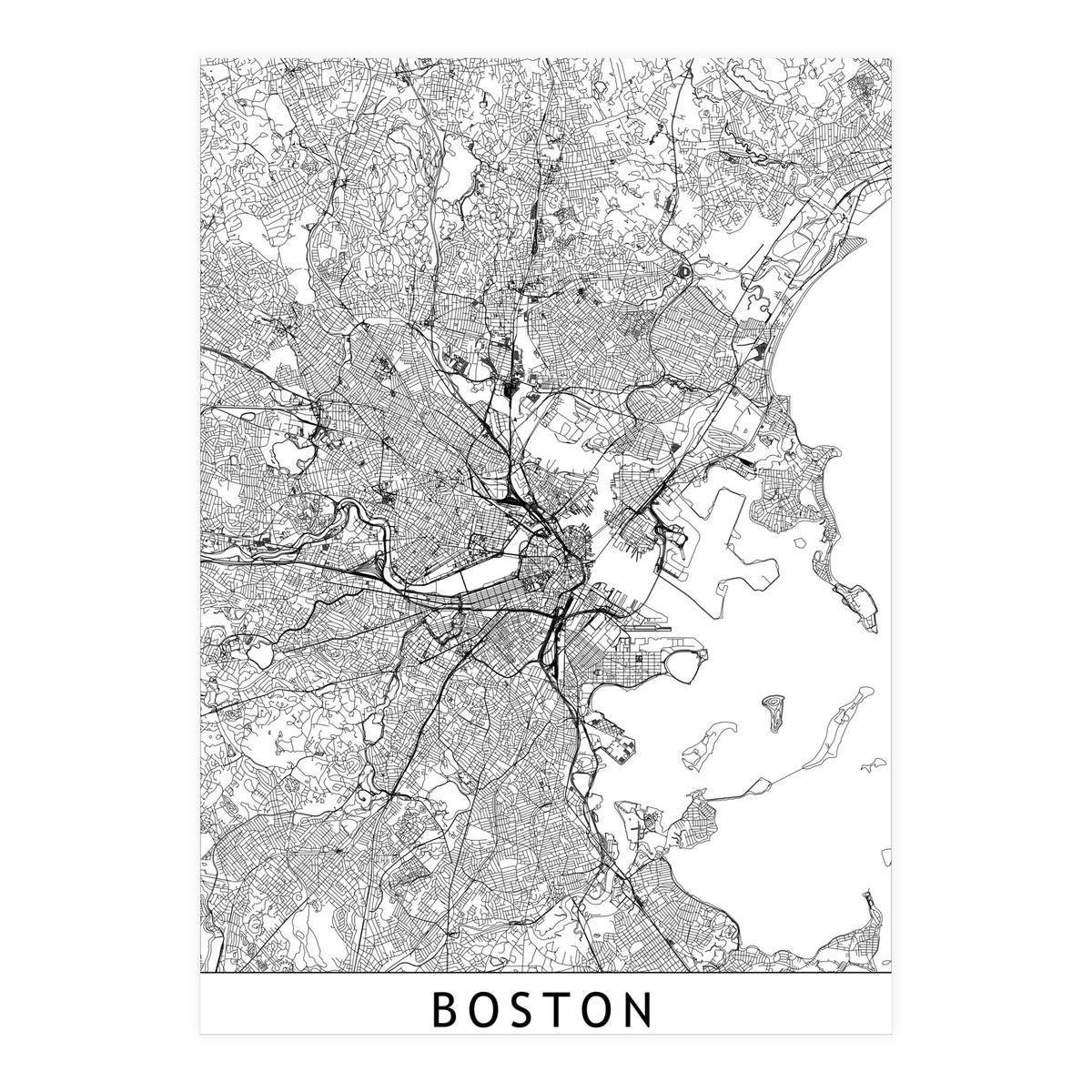 Boston White Map (Print Only)