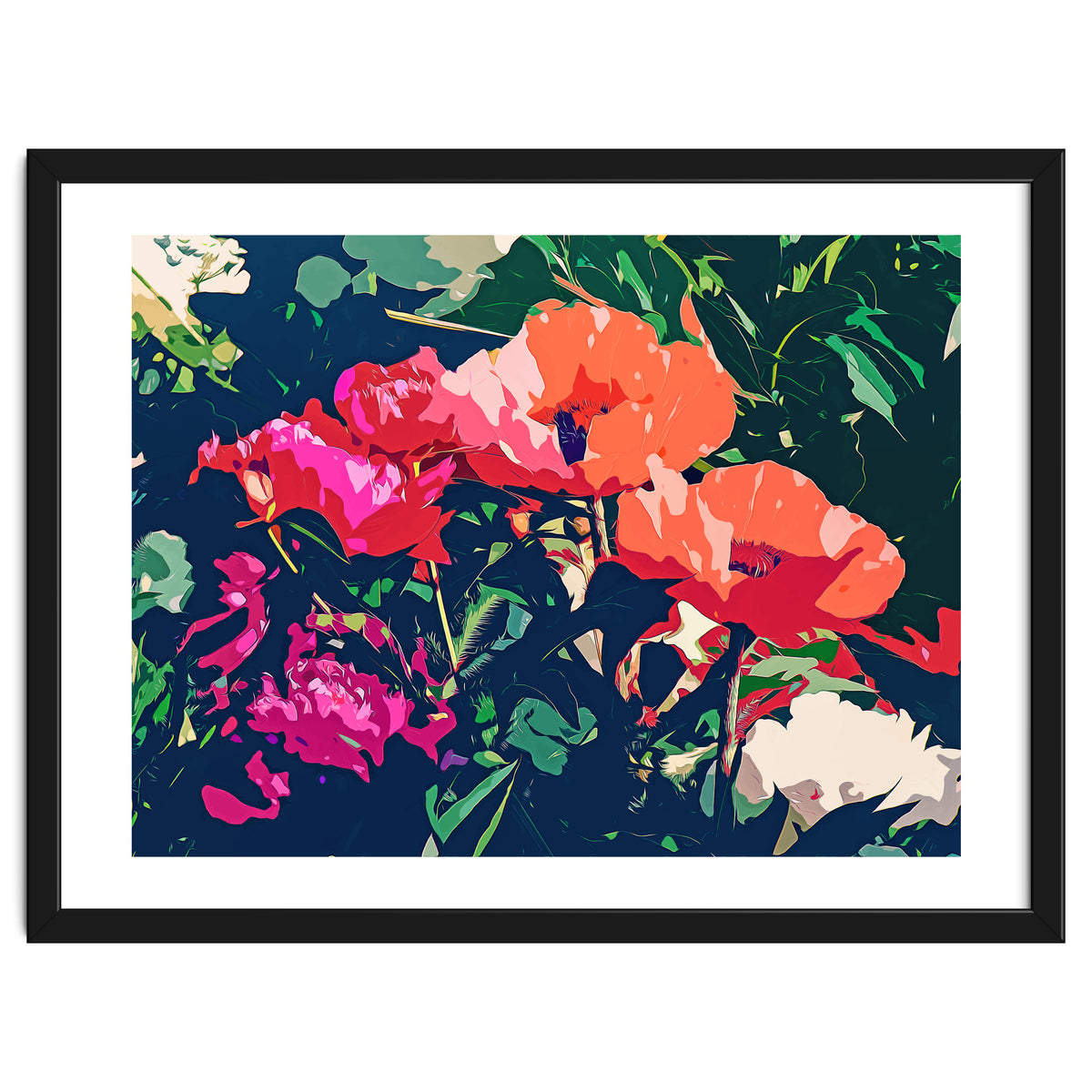 Where Darkness Blooms, Dark Floral Botanical Painting, Eclectic Blush Plants Garden Nature Flowers