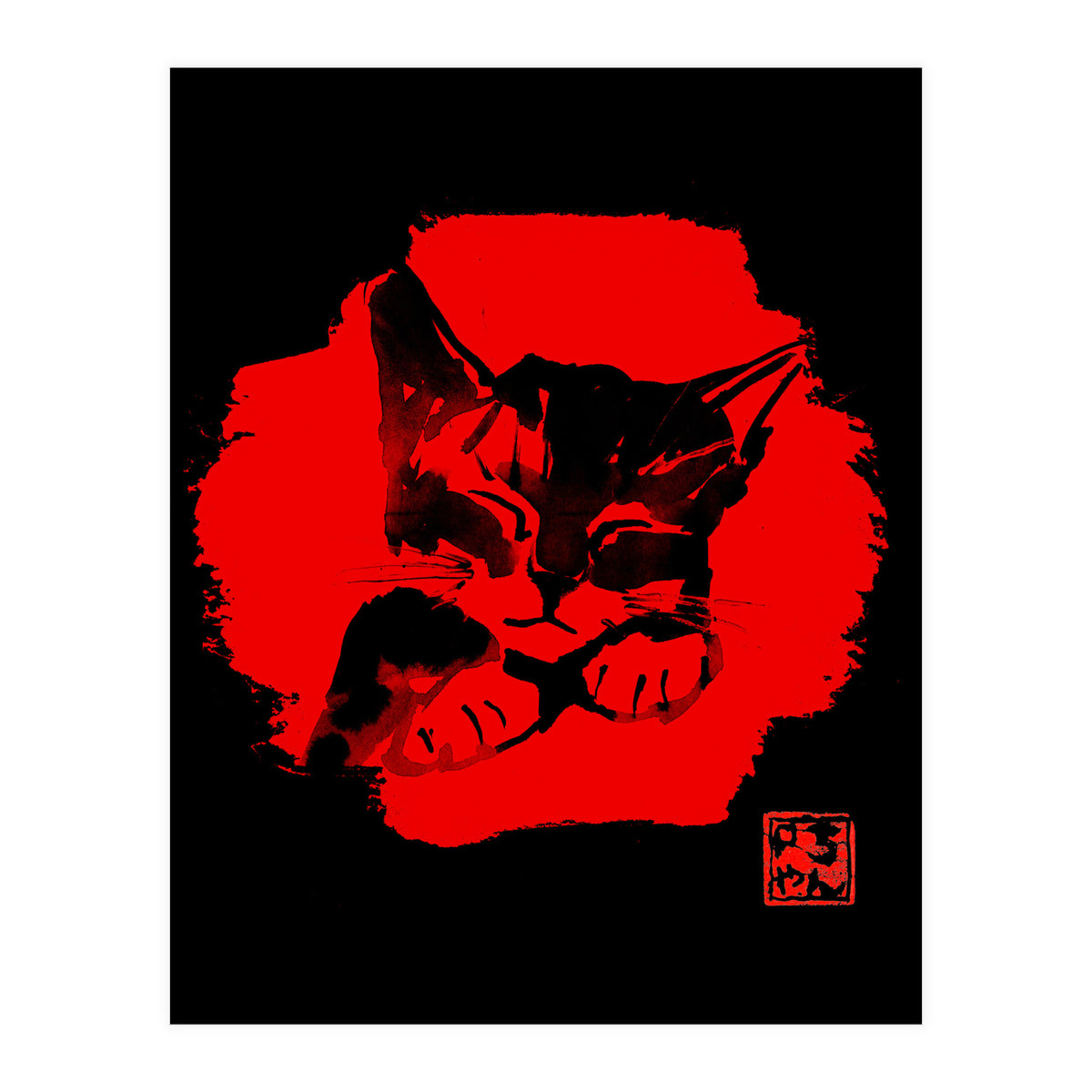 cute cat in red (Print Only)