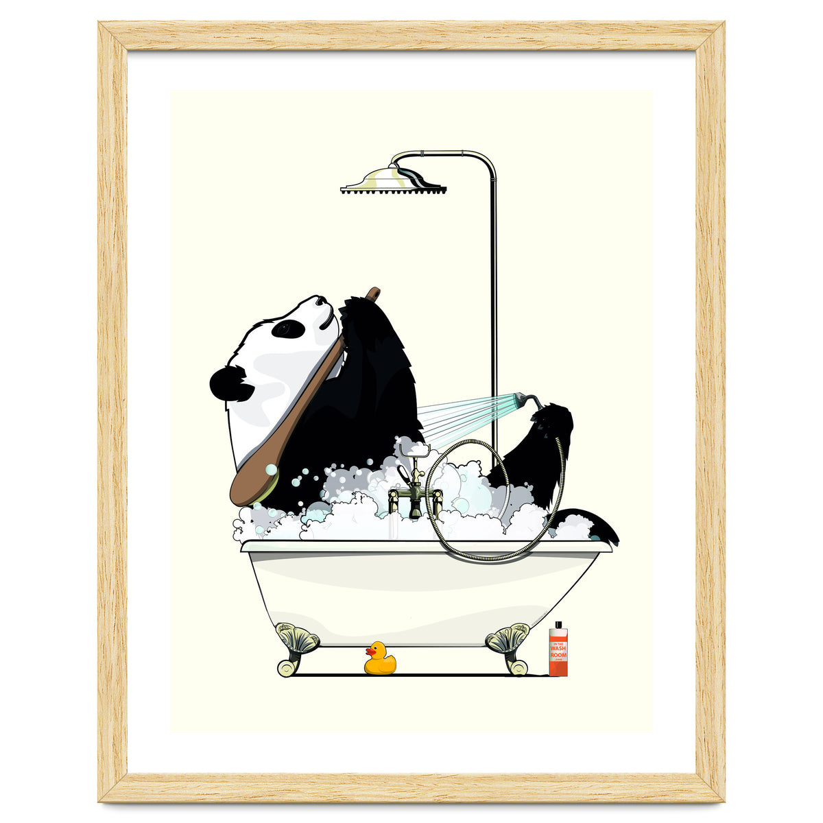 Giant Panda Bear in the Bath, funny bathroom humour
