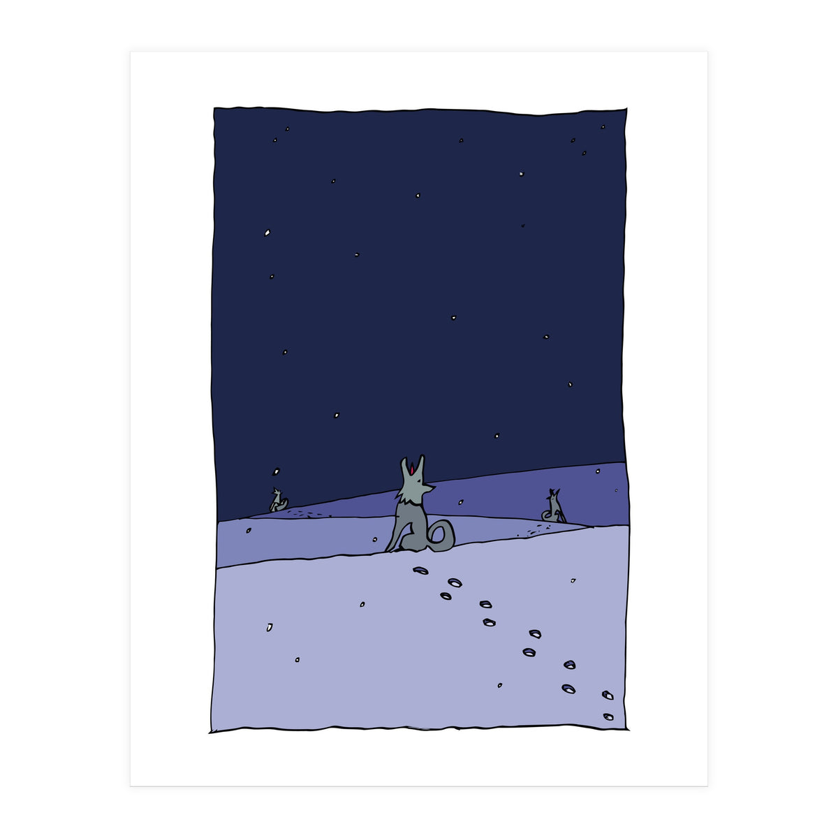 Dogs in Winter Night (Print Only)