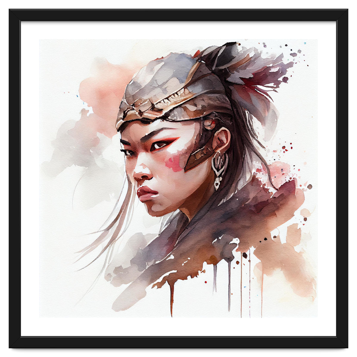 Watercolor Asian Warrior Woman #1