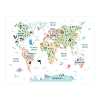 Pastel Animal World Map  (Print Only)