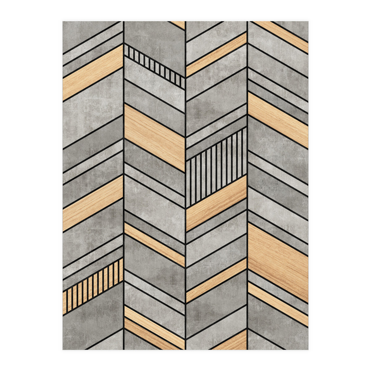 Abstract Chevron Pattern - Concrete and Wood (Print Only)
