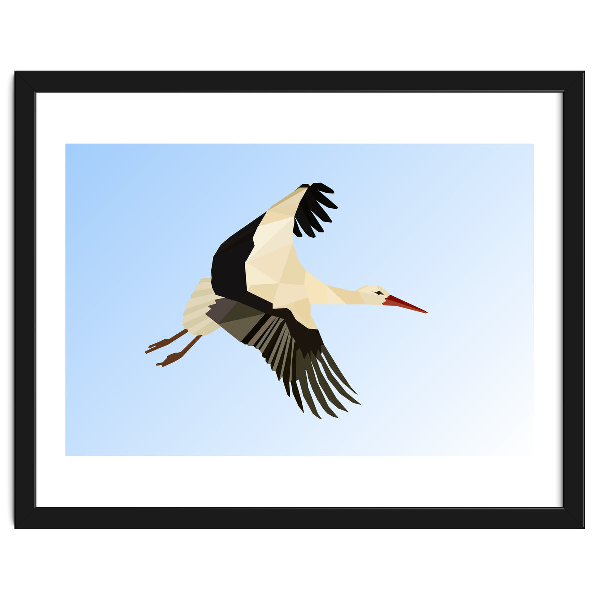 White Stork Bird Low Poly Art