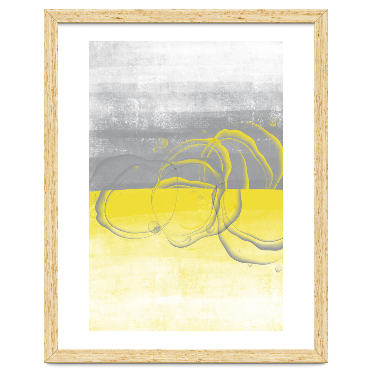 Abstract Painting No. 53 - Bubbles | Illuminating Yellow & Ultimate Grey