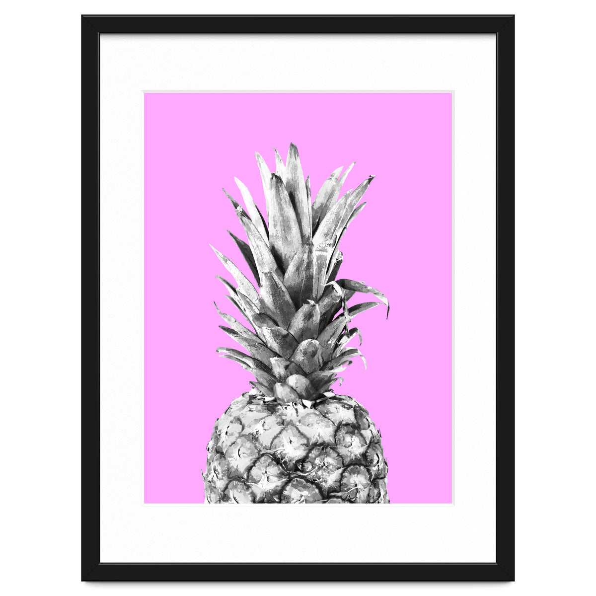 Black and White Pineapple Pink Background