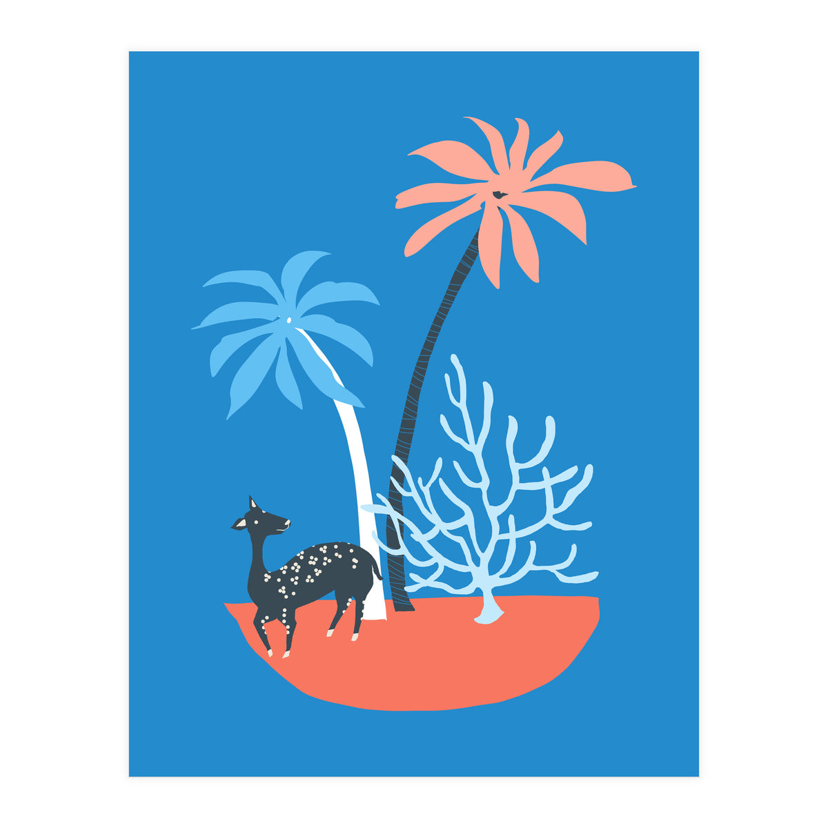 Island And Deer (Print Only)