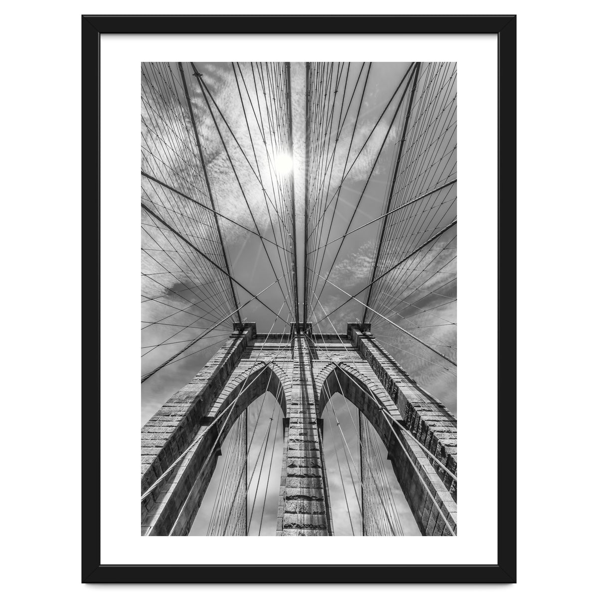 NEW YORK CITY Brooklyn Bridge in Detail | monochrome