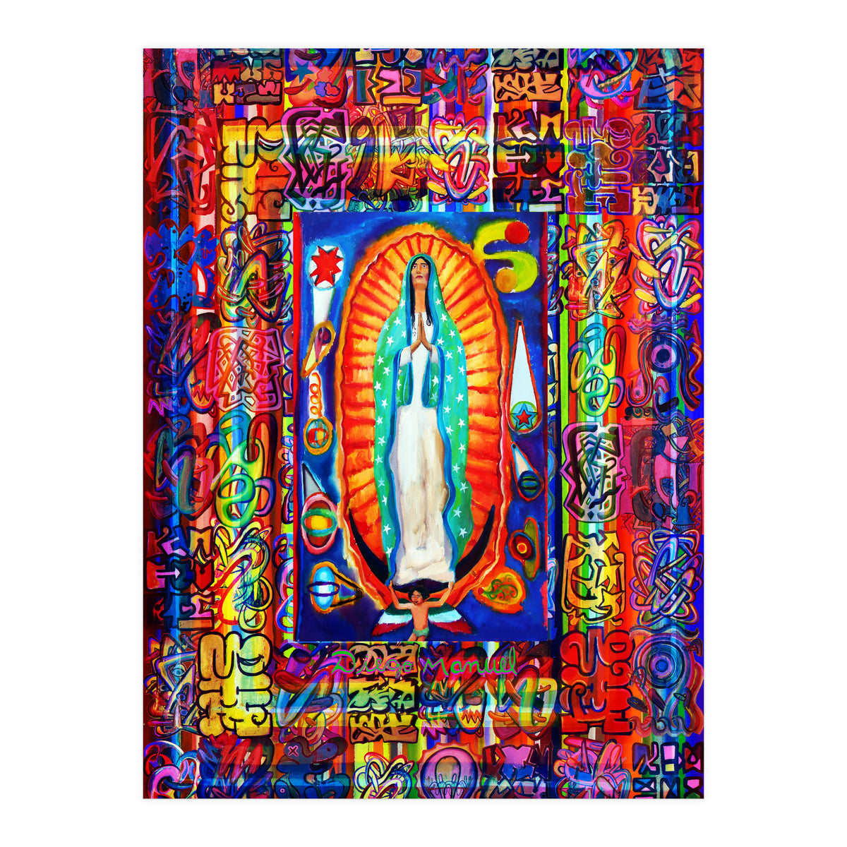 Graffiti Digital 2022 338 and Virgin of Guadalupe (Print Only)