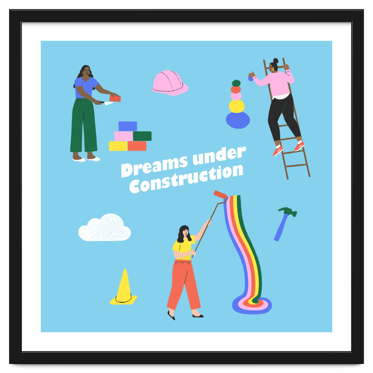 Dreams Under Construction Square Blue