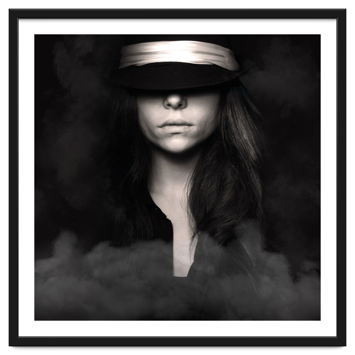 woman in black and white