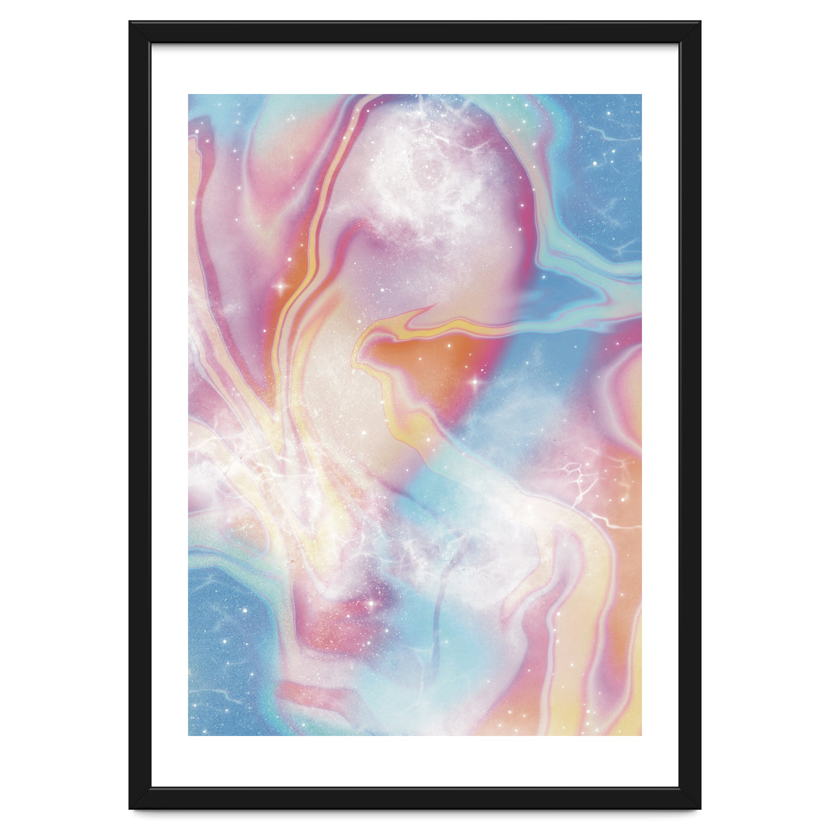 Pastel Pink Blue Space Marbling