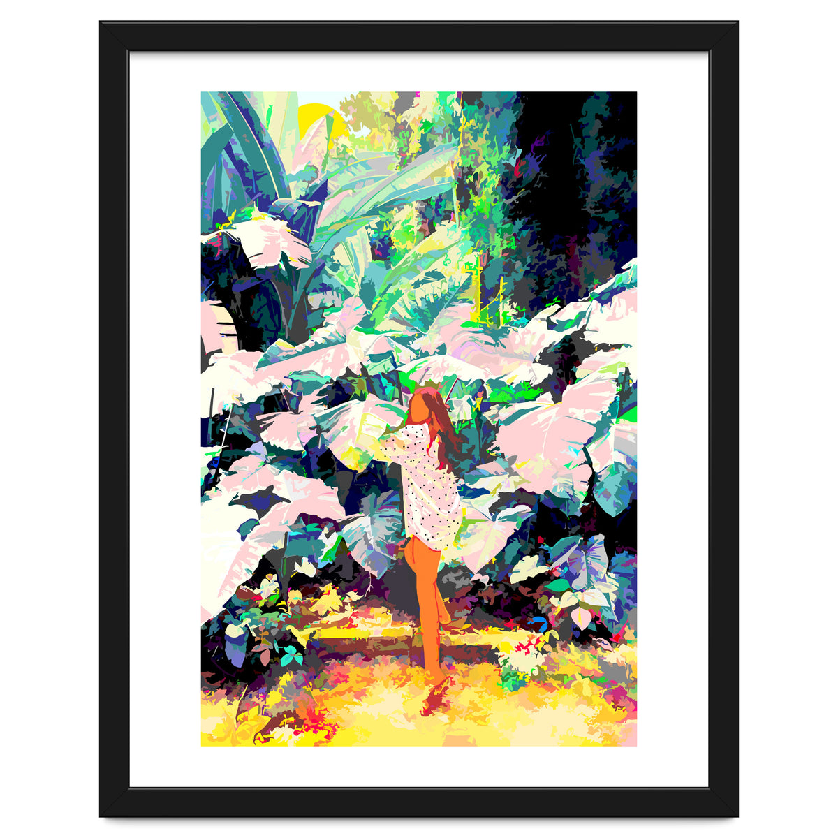 Live Quietly In a Corner Of Nature, Modern Bohemian Woman Jungle Forest Eclectic Painting