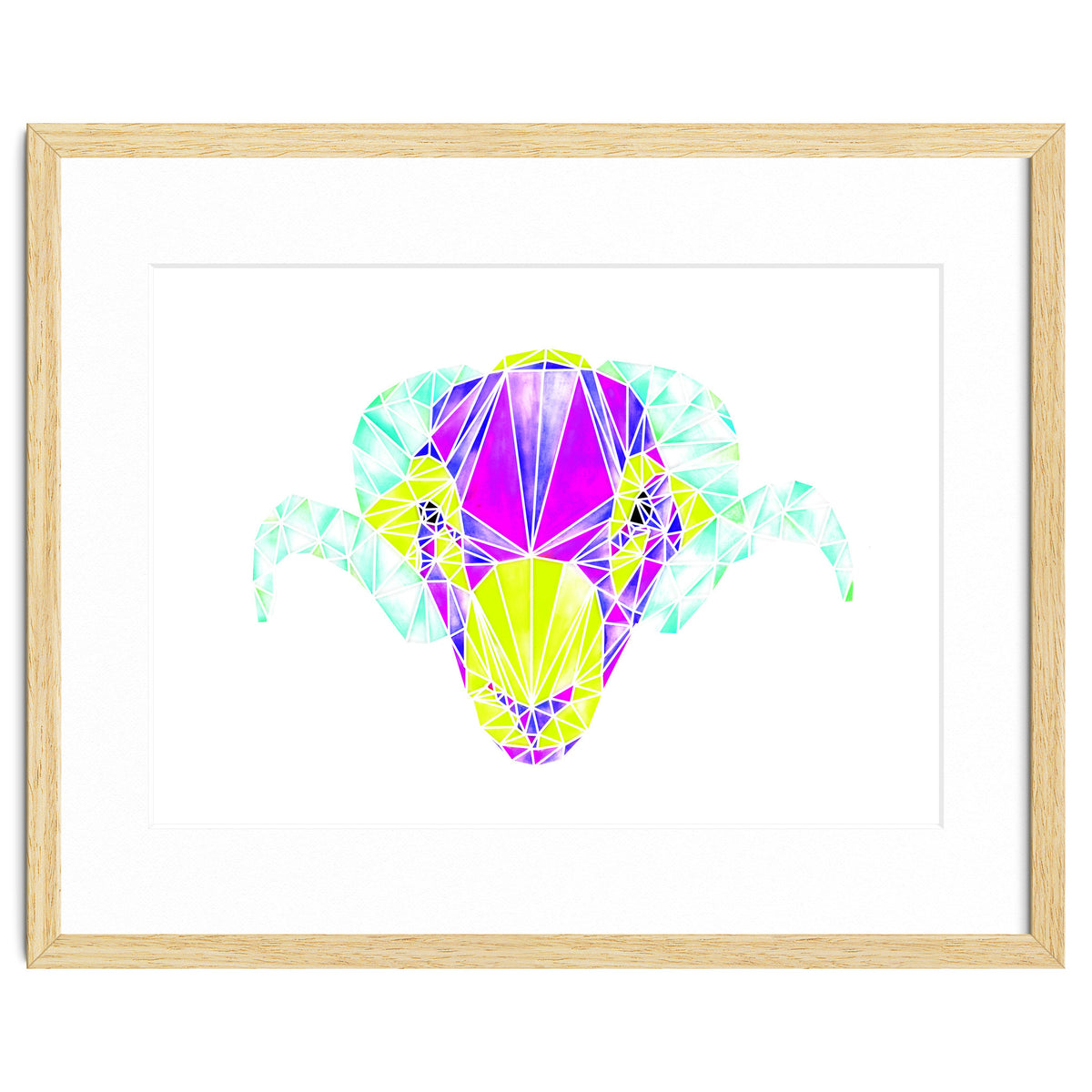 Colourful Geometric Swaledale Sheep Tup with White Lines