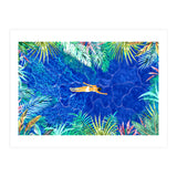 Tropical Jungle Pool | Forest Pop of Color Botanical | Travel Wild Plants Eclectic Watercolor Swim (Print Only) thumbnail