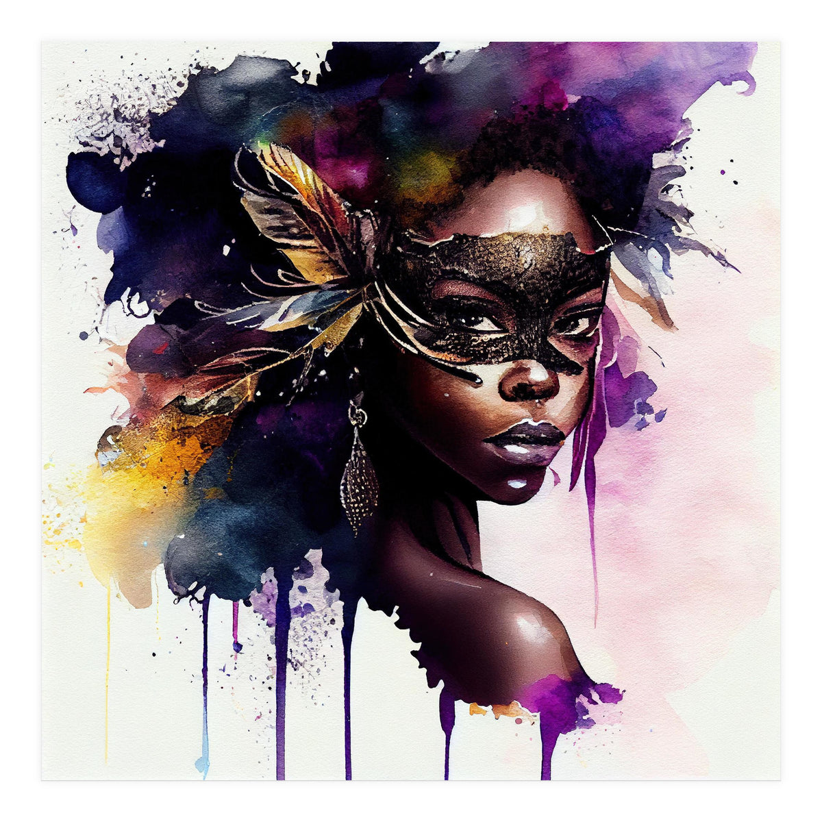 Watercolor Carnival Woman #4 (Print Only)