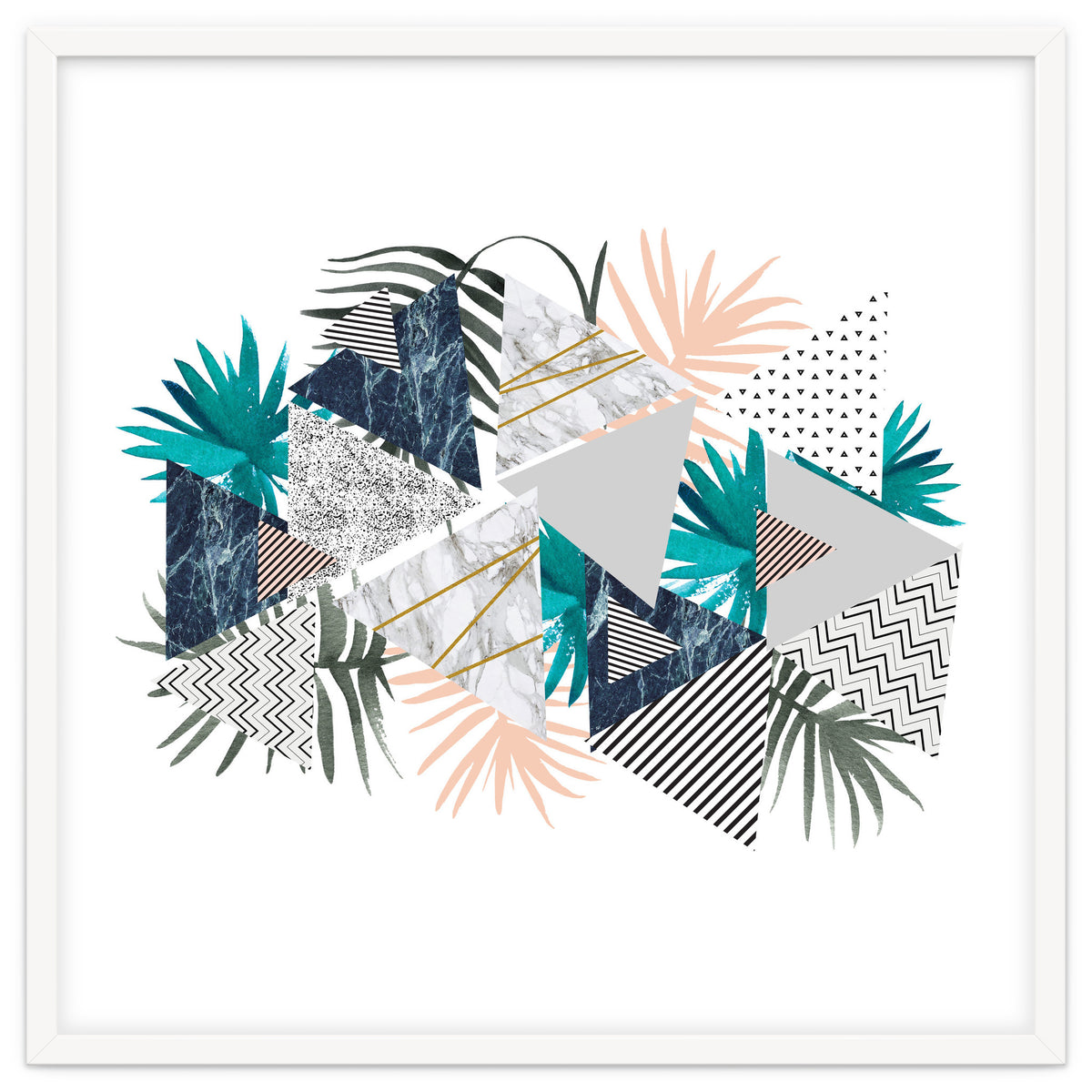 Abstract of geometric patterns with plants and marble I